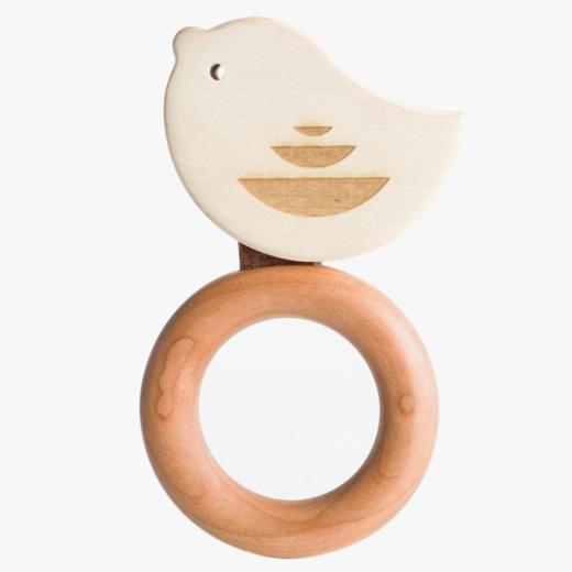 【6个月＋】墨小小 吉吉鸡婴幼儿手摇铃 木质传统婴儿啃咬儿童玩具 商品图0