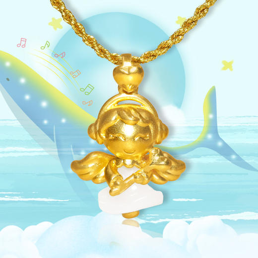 3D足金镶和田玉---天使宝贝系列吊坠 商品图5
