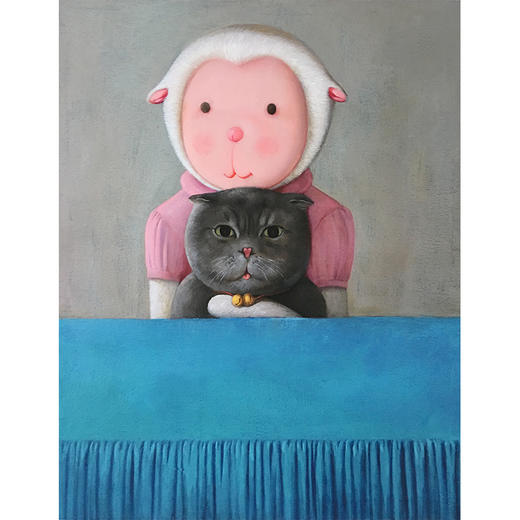 抱猫的女孩艺术微喷杨媛媛版画