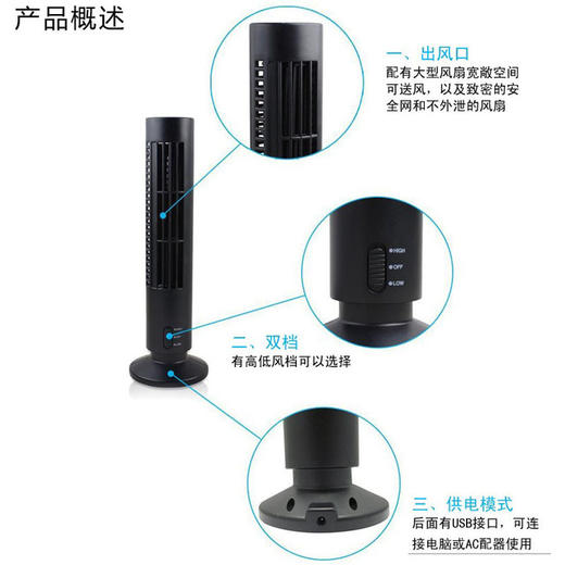 【风扇】*迷你无叶风扇创意智能台式风扇家用散热便携式桌面usb小风扇塔扇 商品图2