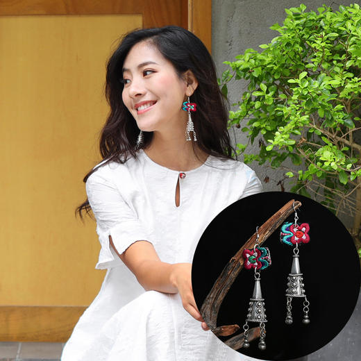 福禄苗银绣花手工耳环 | 现货加急发| 绣花图腾手工之作  随机发出 商品图1