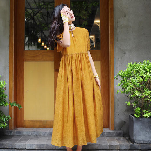 胧月提花双层连衣裙 | 白月光 明媚黄 两色可选 | 现货加急发 送腰带 商品图1