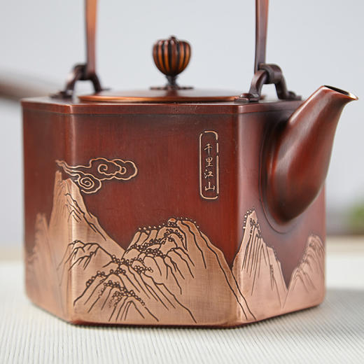 朱炳仁丨千里江山铜壶 紫铜 1300ml 商品图1