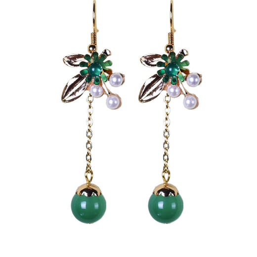 MSZR-01原创手工气质耳环绿玛瑙复古耳饰 TZW 商品图0