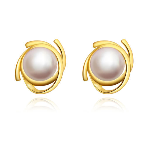 Pearl moments 星轨扁圆珠珍珠耳钉 商品图0