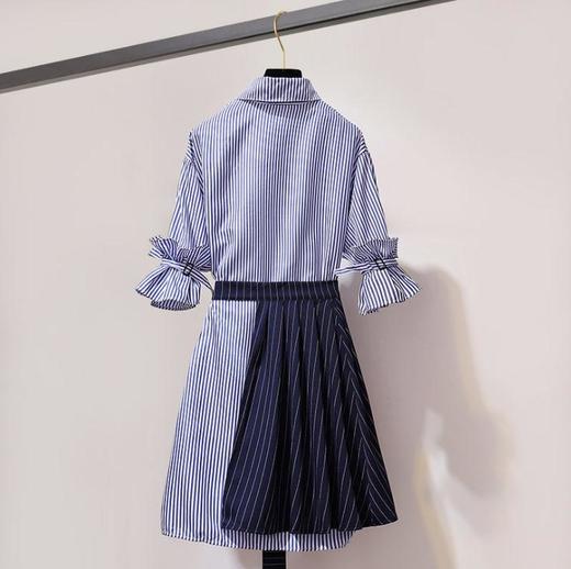 【连衣裙】*复古裙夏法式很仙的小众条纹衬衫连衣裙 商品图2