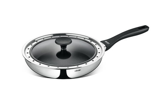 cizzle喜时【锁鲜】蒸煎锅加厚三层钢炒锅大口径不粘锅煎盘平底锅煎牛排锅 28cm C0701 商品图0