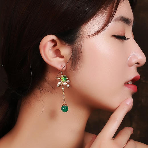 MSZR-01原创手工气质耳环绿玛瑙复古耳饰 TZW 商品图2