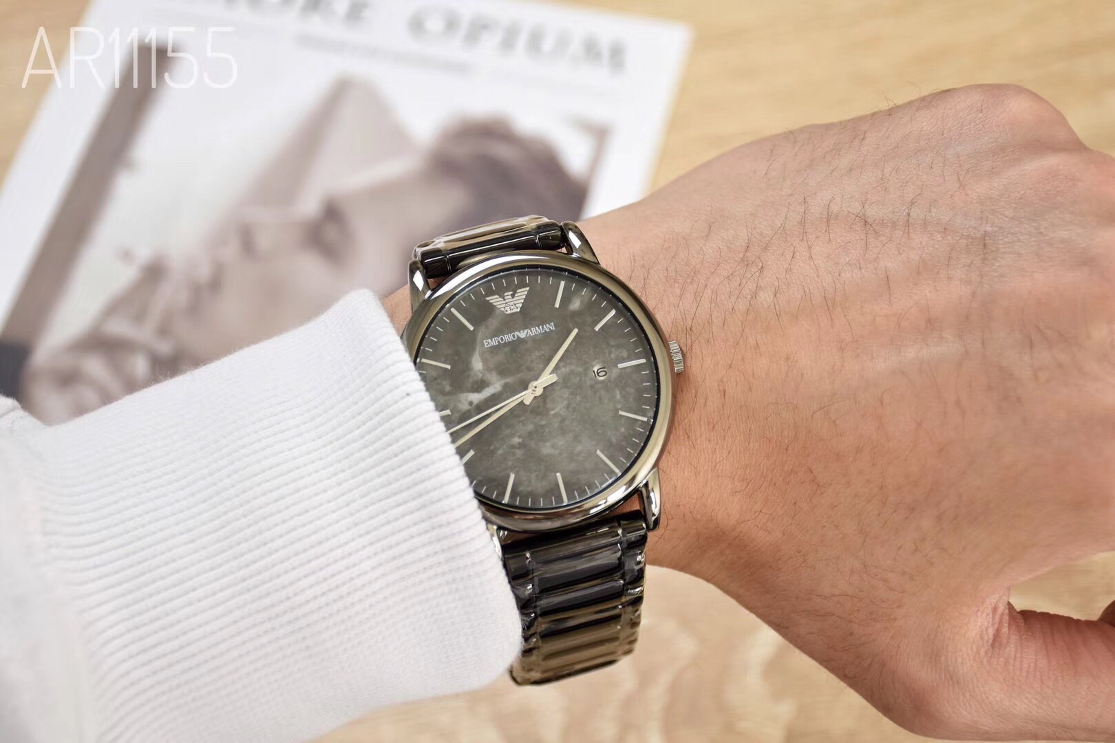 原单渠道阿玛尼armaniar11155表壳316l精钢机芯进口石英机芯表带精钢