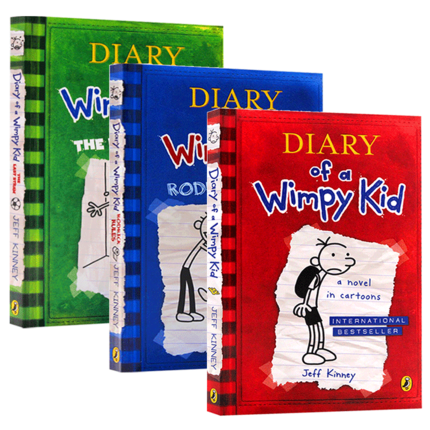 小屁孩日记 英文原版小说 Diary of a Wimpy Kid 1-3本套装桥梁章节书 中小学生课外读物励志成长幽默儿童漫画绘本 正版进口书籍