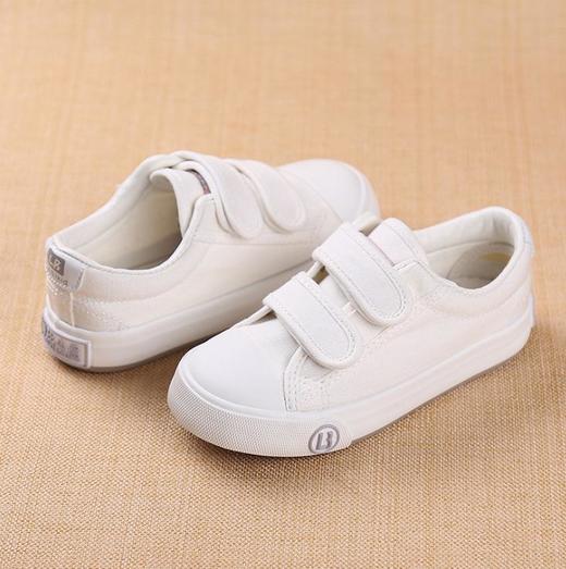 【童鞋】。男女童鞋儿童帆布鞋宝宝球鞋白色布鞋休闲运动鞋魔术贴 商品图1