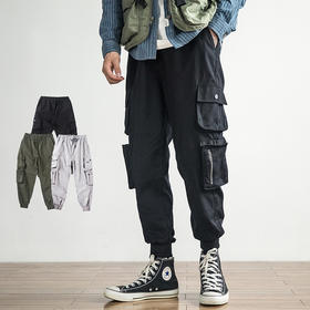【服饰鞋包】秋冬季男士运动工装裤韩版大口袋束脚九分嘻哈休闲裤男
