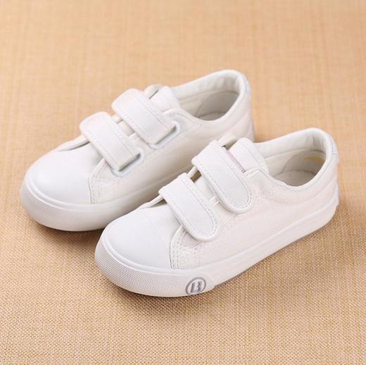 【童鞋】。男女童鞋儿童帆布鞋宝宝球鞋白色布鞋休闲运动鞋魔术贴 商品图0