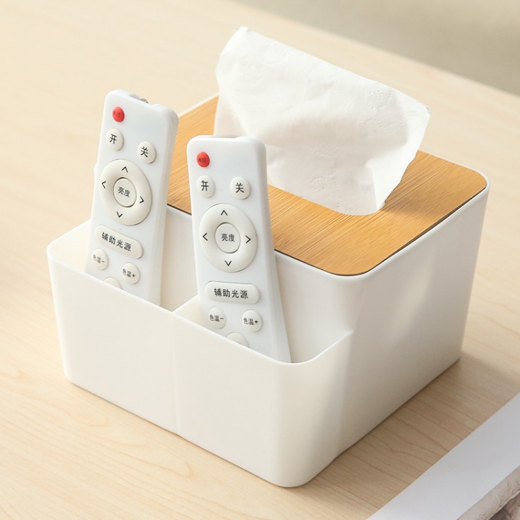 竹纹遥控器收纳盒纸巾盒简约家用客厅茶几杂物储物盒创意整理盒 ZMXNAg1