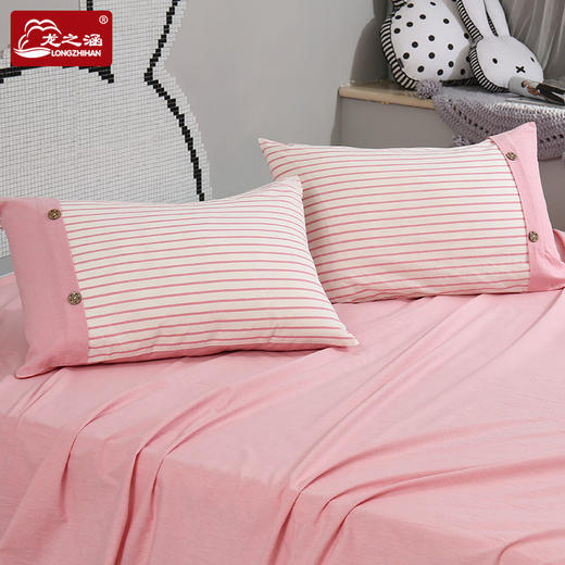 龙之涵水洗棉床品套件 床单+枕巾二/三件 全棉 三次高温水洗 柔软亲肤 透气干爽 商品图2