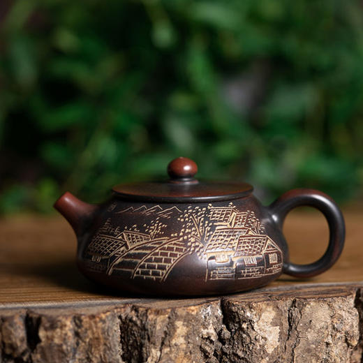 小桥流水坭兴陶200ml窑变广西钦州原矿纯手工茶壶