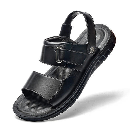 【服饰鞋包】夏季皮凉鞋男式沙滩鞋魔术贴凉皮鞋头层牛皮男士凉鞋男罗马鞋 商品图4