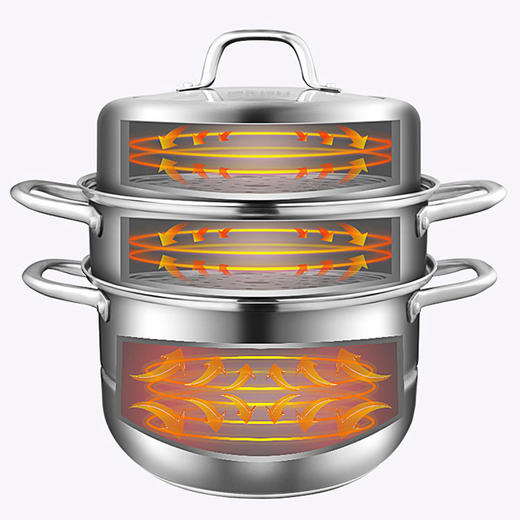 康巴赫蒸锅304不锈钢三层3层加厚蒸笼电磁炉家用锅具汤锅蒸馒头蒸格 商品图2