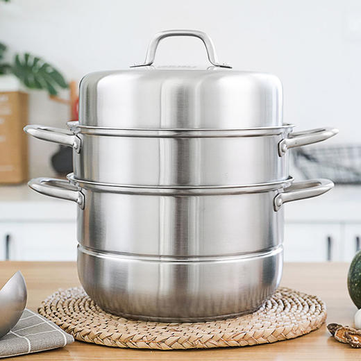 康巴赫蒸锅304不锈钢三层3层加厚蒸笼电磁炉家用锅具汤锅蒸馒头蒸格 商品图1