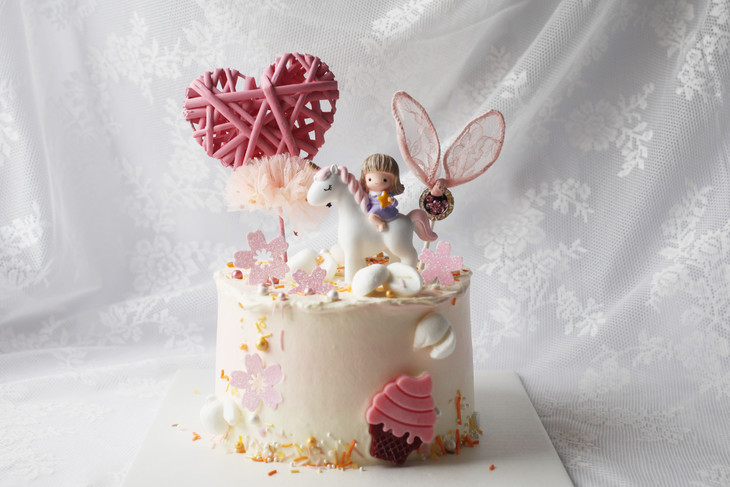 场景主题蛋糕系列独角兽小女孩女宝宝周岁蛋糕如图款式新鲜水果动物性