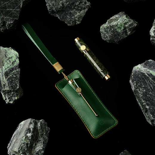 入石小钢笔（常青款）| 雨林绿大理石+黄铜，8.3cm一手可握，私人定制，送礼精美 商品图2