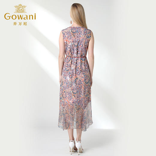 乔万尼夏装真丝印花桑蚕丝修身沙滩裙海边度假连衣裙长款EN2E548 商品图3