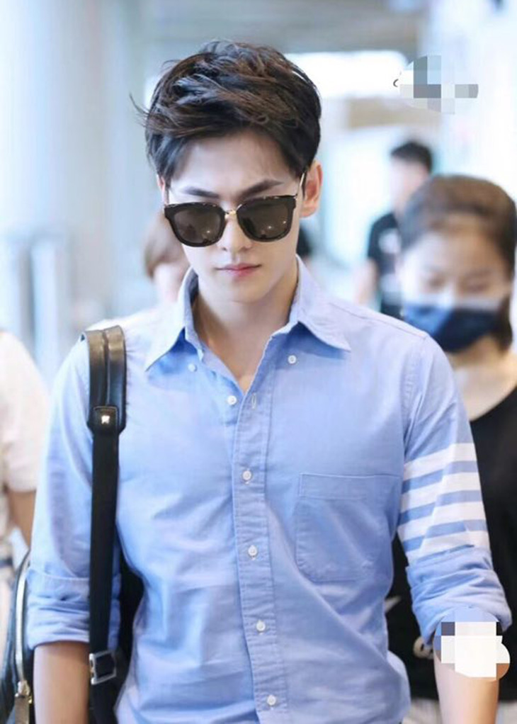 ths无折mantb牛仔蓝袖上四道杠经典设计衬衫ag1185