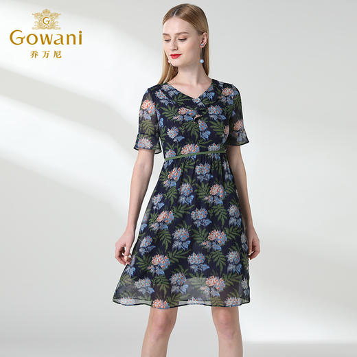 乔万尼夏流行桑蚕丝印花气质高腰度假风真丝连衣裙女中长EN2E588 商品图2