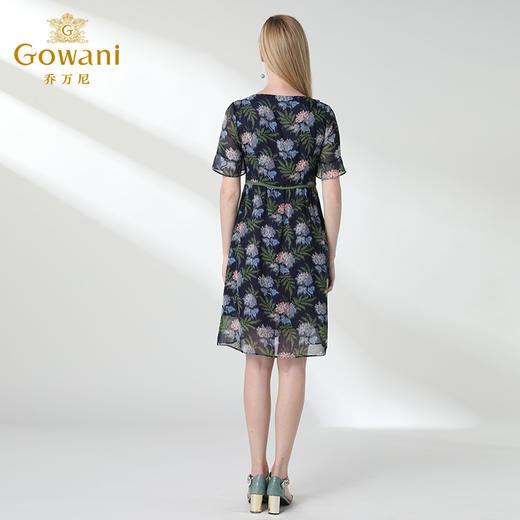 乔万尼夏流行桑蚕丝印花气质高腰度假风真丝连衣裙女中长EN2E588 商品图3