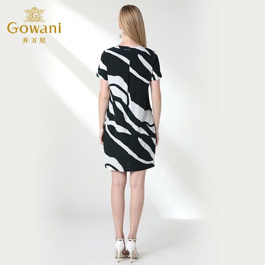 乔万尼夏真丝流行简约设计感宽松条纹桑蚕丝连衣裙女中长EN2E509 商品图3