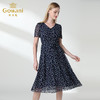 乔万尼夏真丝碎花法国复古裙修身桑蚕丝连衣裙女过膝长款EN2E558 商品缩略图1