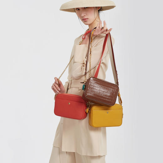 【现货】songmont简约方砖包女斜挎头层牛皮单肩纯色