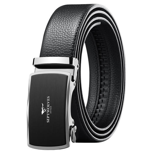 七匹狼皮带男士自动扣头层牛皮中青年版商务休闲裤腰带7A713044000-17黑色 商品图0