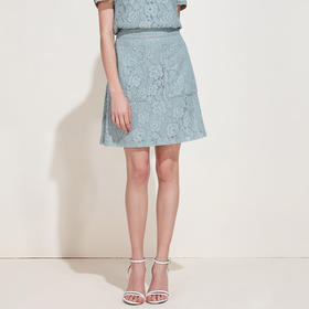 EITIE爱特爱夏季小清新简约百搭荷叶边裙摆蕾丝半身裙短B1906212