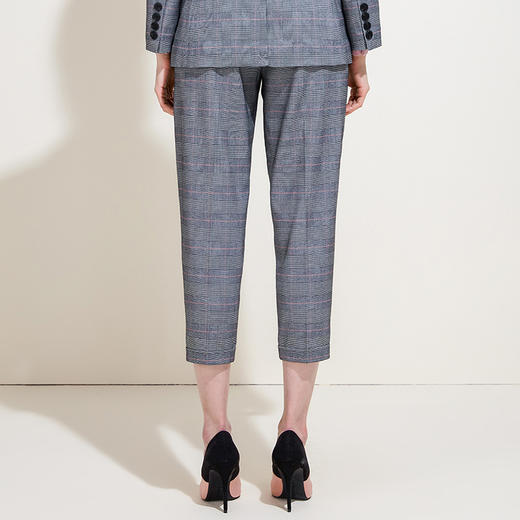 EITIE爱特爱品牌女装年夏季高腰修身显瘦薄格子小脚休闲裤女5905611 商品图2
