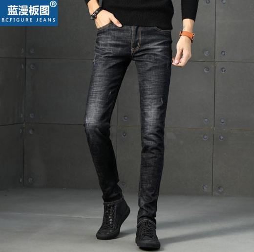 【服饰鞋包】.秋季牛仔裤男式修身棉弹力黑灰潮品牌新款牛仔裤男装 商品图0