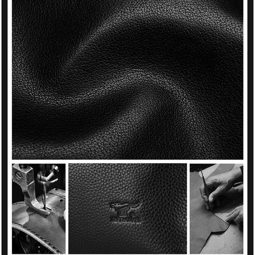 2019新品Septwolves/七匹狼手提包男士男包牛皮包商务皮包横款公文包 黑色1A4974155-01 商品图3