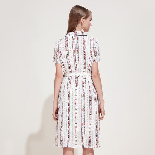 EITIE爱特爱女装夏季短袖休闲翻领腰间绑带优雅印花连衣裙B1907270 商品图3