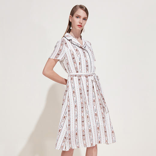 EITIE爱特爱女装夏季短袖休闲翻领腰间绑带优雅印花连衣裙B1907270 商品图2