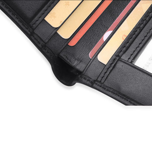 七匹狼SEPTWOLVES钱包男士短款横款钱夹头层牛皮票夹礼盒装 黑色竖款3A10236-1 商品图2