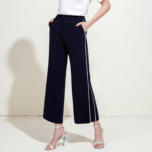 EITIE爱特爱女装夏季立体剪裁线条拼色宽松休闲阔腿裤长裤5905605 商品图1