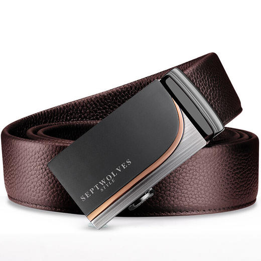 七匹狼SEPTWOLVES皮带 男士自动扣腰带 商务休闲双面头层牛皮裤带 商品图0