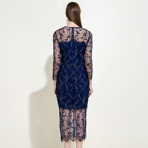 EITIE爱特爱女装夏季刺绣薄纱透视修身显瘦蕾丝礼服连衣裙5977615 商品图2