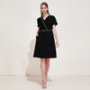 EITIE爱特爱春夏季女装品牌OL职业V领黑色连衣裙中长款5907660 商品缩略图0