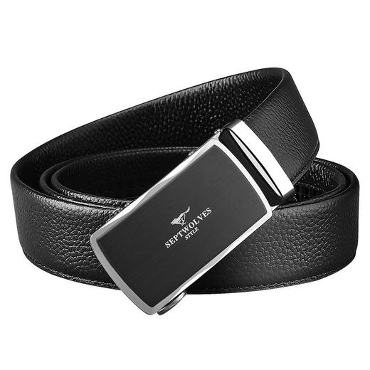 七匹狼皮带男士自动扣头层牛皮中青年版商务休闲裤腰带7A713044000-17黑色 商品图1