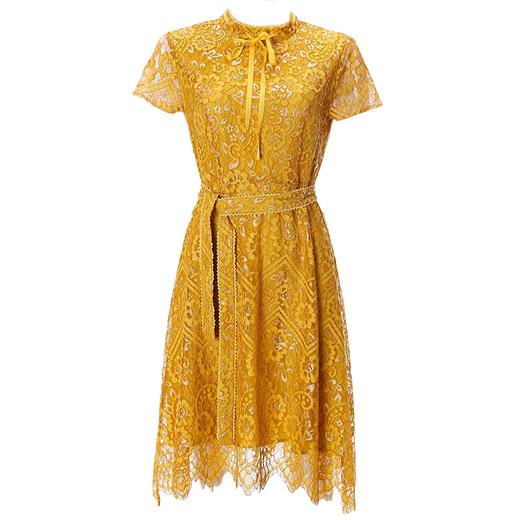 EITIE爱特爱女装夏季新品小清新短袖收腰气质蕾丝系带连衣裙B1907238 商品图4