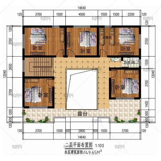 农村自建别墅设计图纸中式风格四合院两层建筑施工图效果图全套 商品图4