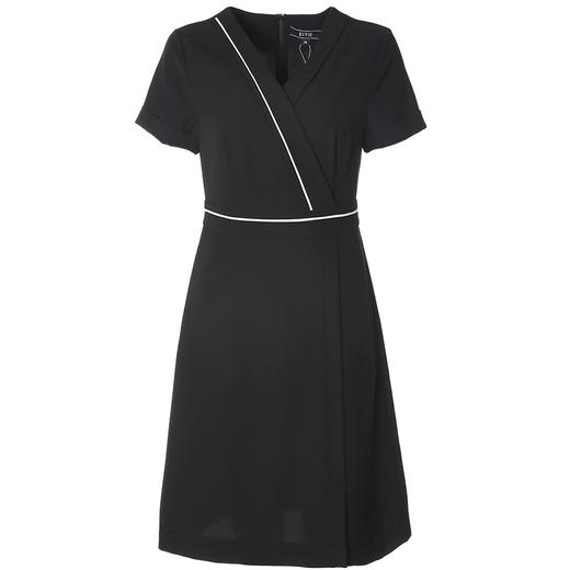EITIE爱特爱春夏季女装品牌OL职业V领黑色连衣裙中长款5907660 商品图3