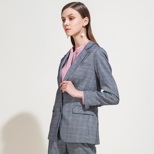 EITIE爱特爱品牌女装年春秋季宽松复古时尚格子西装外套5903608 商品图2