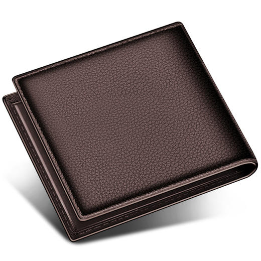 七匹狼钱包 男士短款商务头层牛皮横款两折钱夹皮夹多功能票夹男 3A10162-02啡色 商品图2